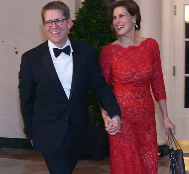 Katty Kay with her husband during an event. husband, spouse, affair